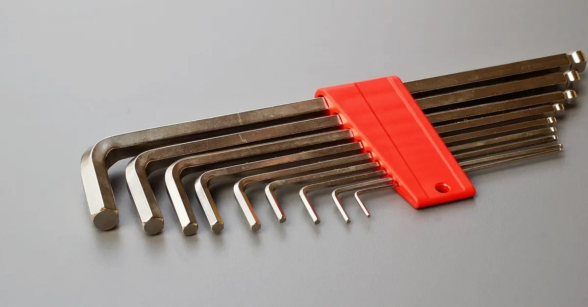 Set of hex keys used to drive hex drive threaded inserts into wood