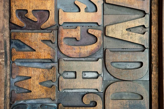 Wooden letterpress type case with letters and numbers