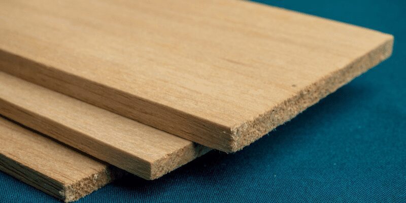 Side-by-side comparison of balsa wood and basswood samples