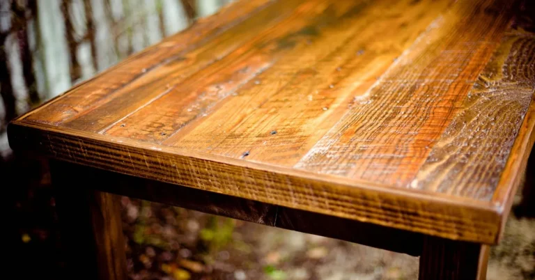 Oil-finished rustic wooden table showing warm grain