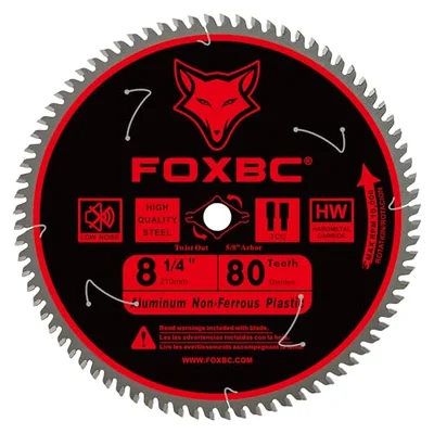 FOXBC 80 tooth TCG saw blade for plastic and non-ferrous metal