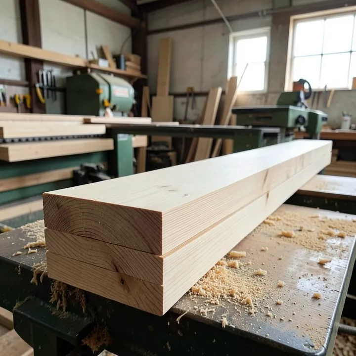 stacked Douglas fir dimensional lumber showing straight grain at a sawmill stacked Douglas fir dimensional lumber showing straight grain at a sawmill