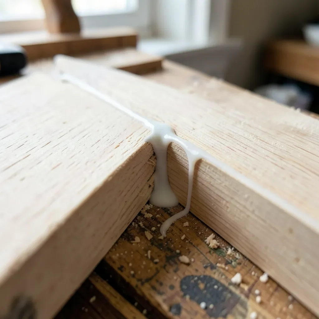 Wood glue joint being clamped together