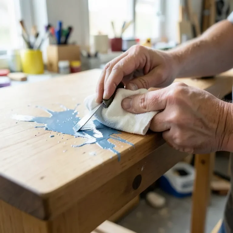 Removing dried acrylic paint from a wood surface