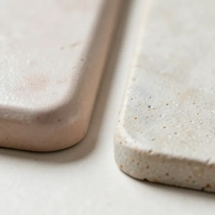 Rounded bullnose tile edge next to a flat field tile