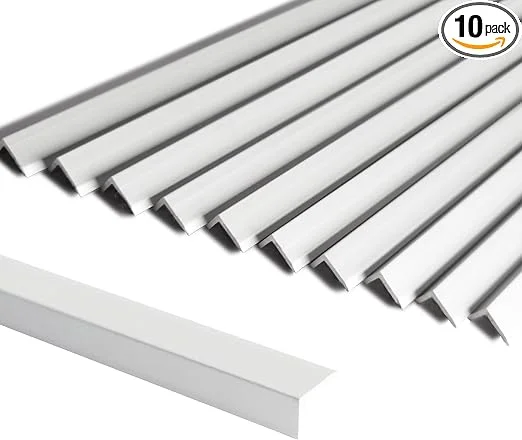 SUNWINGS peel and stick aluminum tile edge trim, matte silver, 10-pack