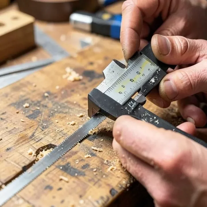 Measuring bandsaw blade thickness with a caliper