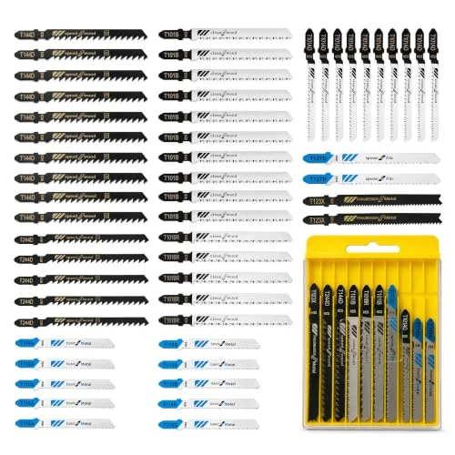Leourae 54-piece T-shank jigsaw blade assortment set with storage case