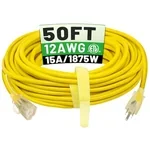 POWGRN 50 ft 12 gauge heavy duty outdoor extension cord
