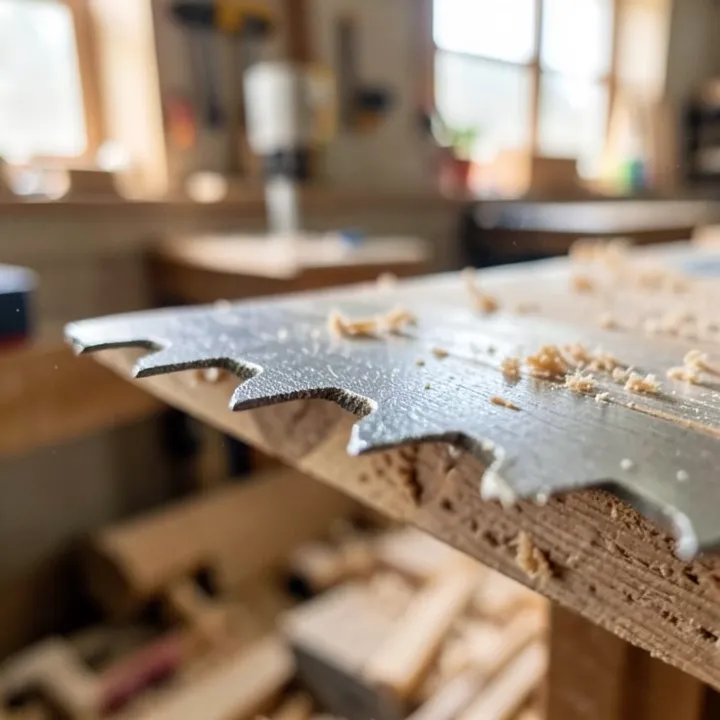 Close-up of a triple chip grind carbide saw blade tooth edge Close-up of a triple chip grind carbide saw blade tooth edge