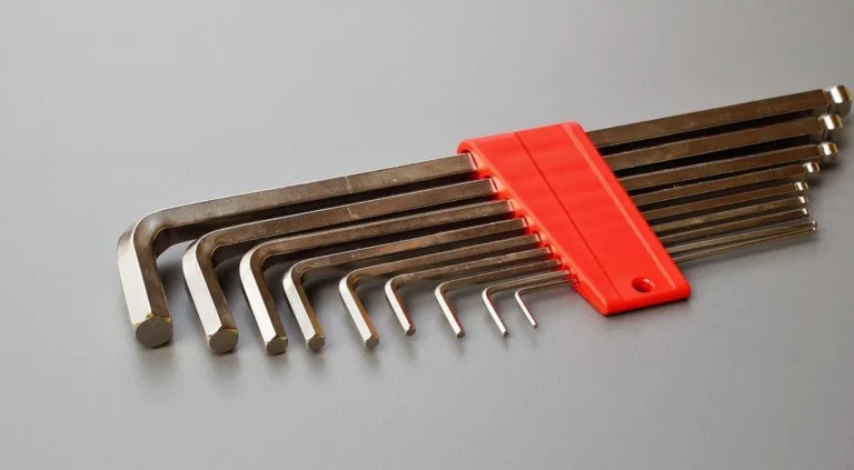 Set of ball end hex keys in a red holder