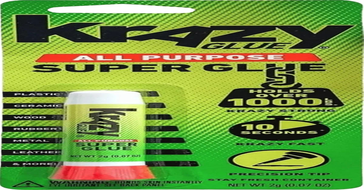 Krazy Glue All Purpose instant superglue bottle, the actual brand sold on Amazon