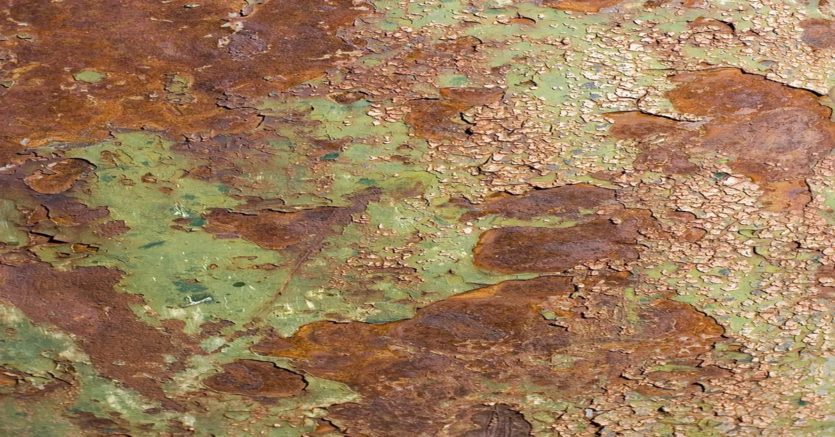 Rusted metal with peeling paint showing what happens when metal isn't cleaned before painting