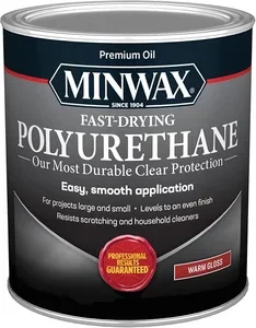 Minwax Fast-Drying Polyurethane Protective Wood Finish, Clear Gloss, 1 Quart can