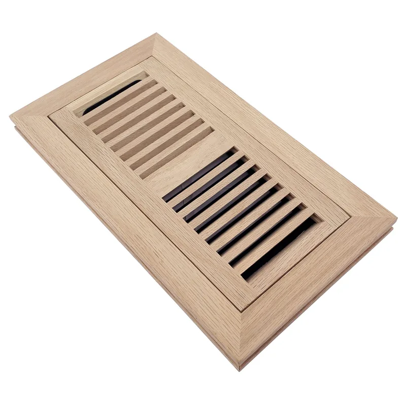 Oak flush mount 4x10 wood floor register angled view