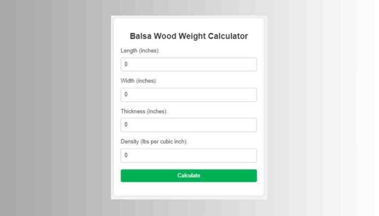 Balsa Wood Weight Calculator