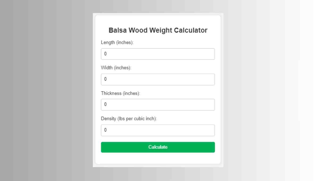Balsa Wood Weight Calculator
