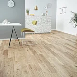 Wide plank hickory engineered hardwood flooring installed in a room Wide plank hickory engineered hardwood flooring installed in a room