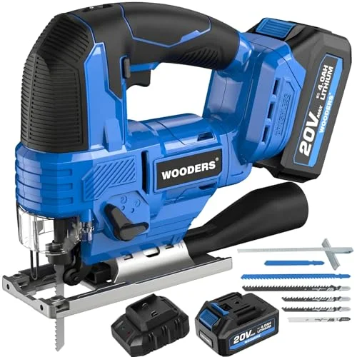 WOODERS 20V brushless cordless jig saw with 4.0Ah battery and charger