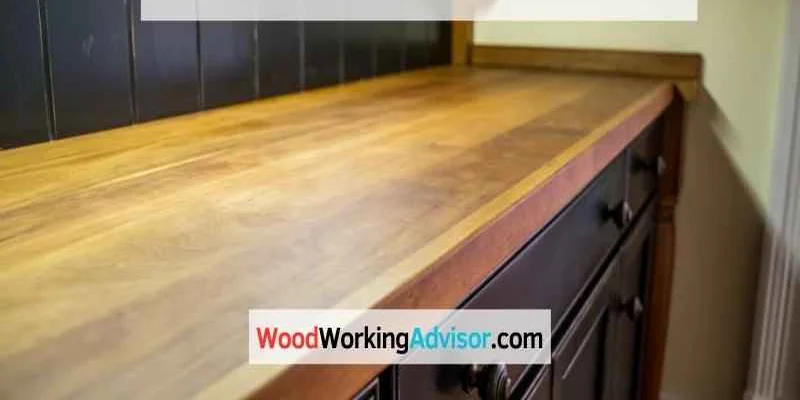 Butcher block wood countertop finish close-up