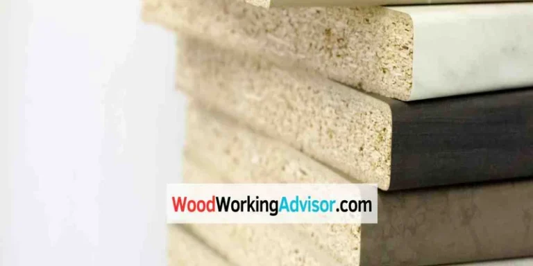 Stack of particle board panels in different finishes