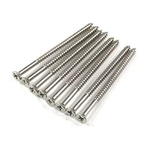 Long Wood Screws for Door Hinges & DIY Satin Nickel 9 x 3 Inch 24-Pack