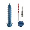 Blue hex washer head concrete screw anchor kit with drill bit