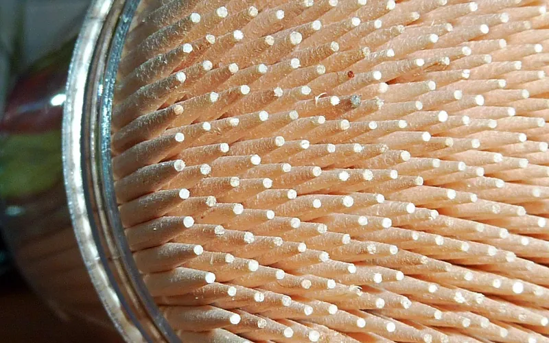 Wooden toothpicks packed in a container for repairing a stripped screw hole Wooden toothpicks packed in a container for repairing a stripped screw hole