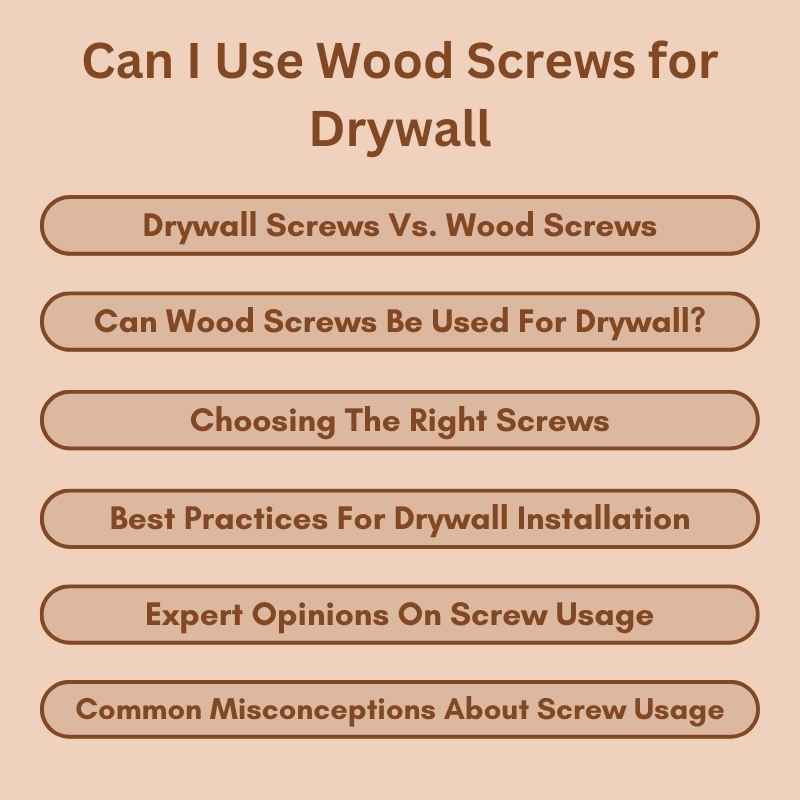 Can I Use Wood Screws for Drywall