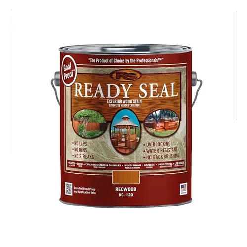 Ready Seal semi-transparent oil-based redwood stain and sealer in one, UV resistant