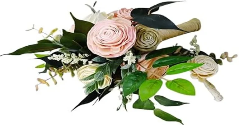 Natural sola wood flower bridal bouquet, showing the real ivory wood-shaving texture of genuine sola wood flowers