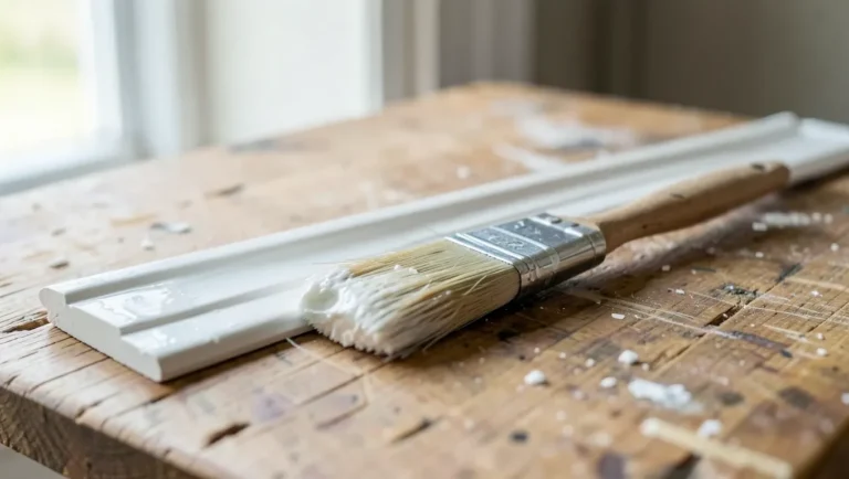 Painting white primed wood trim molding with a brush