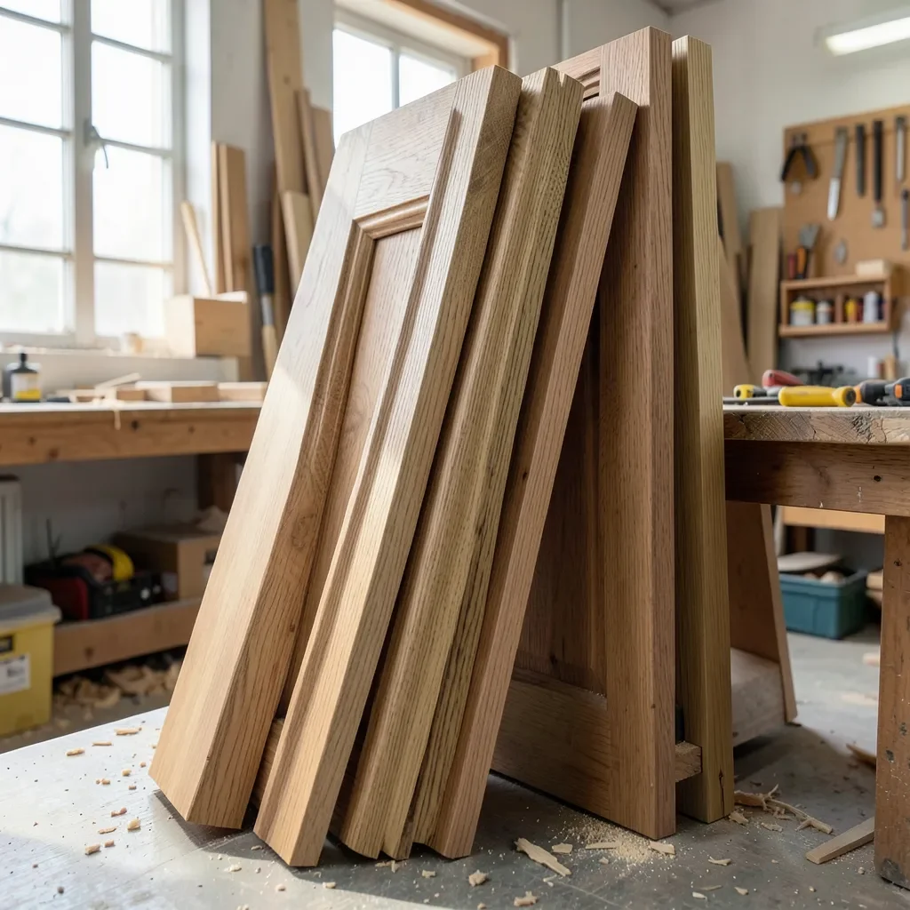 Stacked wood door casing trim profiles
