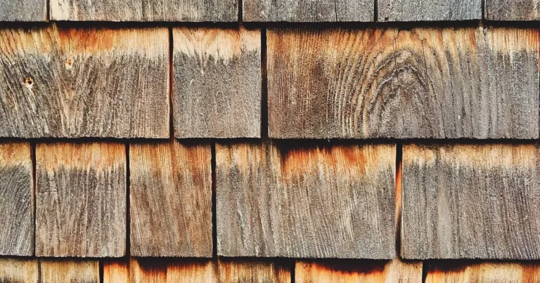 Weathered cedar shingles showing the natural grain of cedar wood