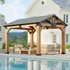 Cedar wood gazebo with galvanized steel peak roof for snow and wind resistance