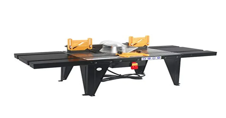 A benchtop router table set up for edge and groove work