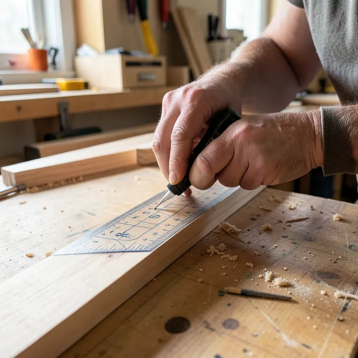 Marking a 45-degree angle on trim with a speed square