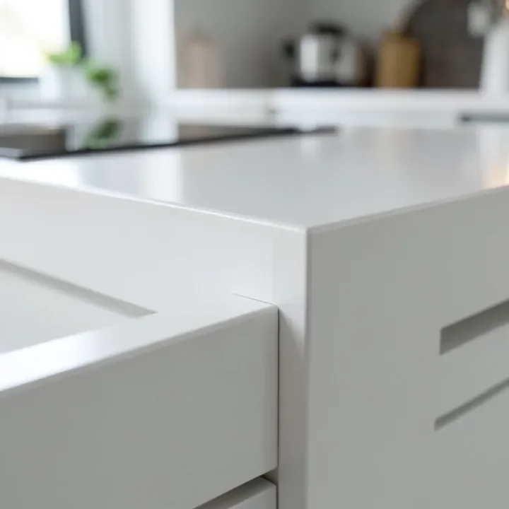 finished white painted MDF cabinet with sealed edges