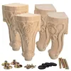 La Vane 4 inch solid wood carved furniture legs set of 4