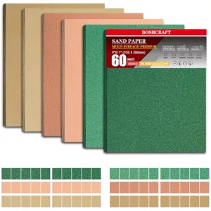 BOSHCRAFT 60 PCS Sandpaper Assortment Sheets