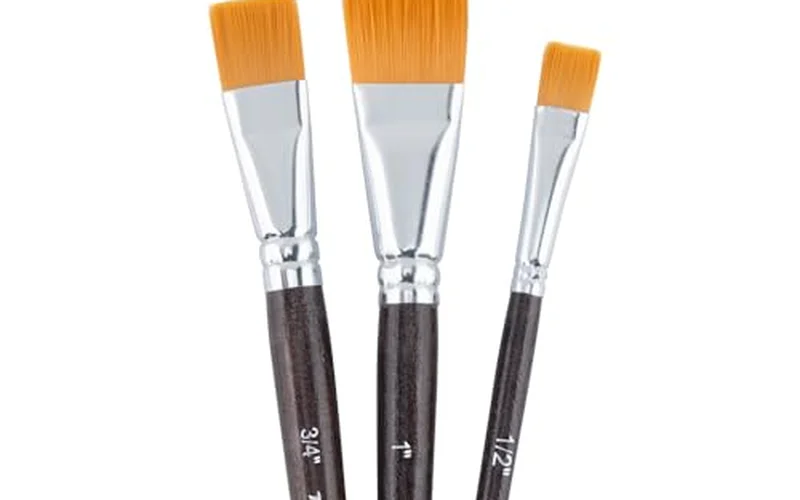 Flat paint brush set for acrylic and gesso application