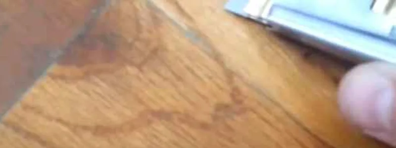 Plastic scraper lifting dried latex paint off a wood floor surface Plastic scraper lifting dried latex paint off a wood floor surface