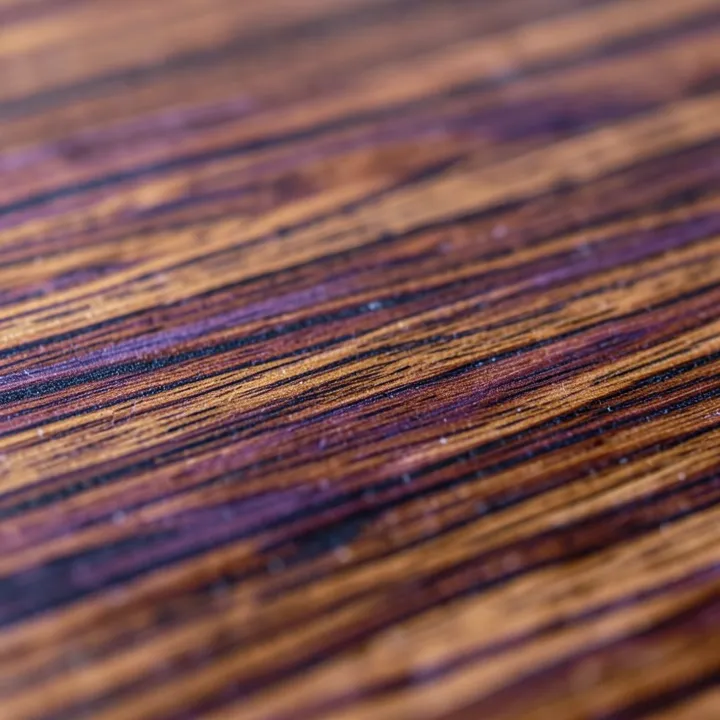 close-up of shedua wood grain showing dark brown and purplish streaked coloration close-up of shedua wood grain showing dark brown and purplish streaked coloration