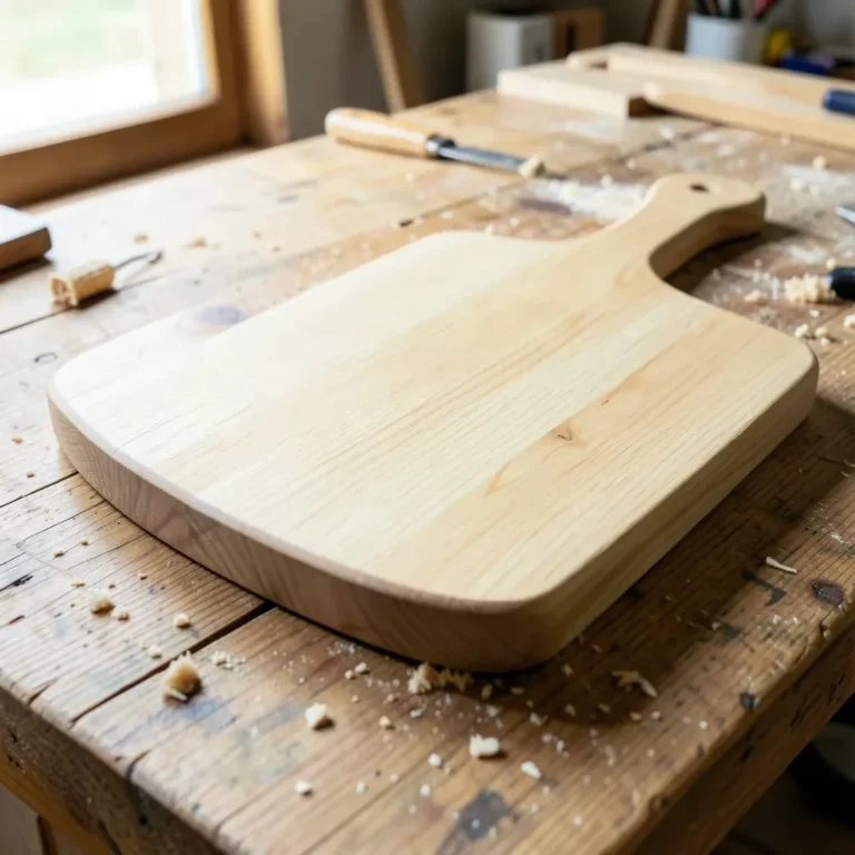 finished beech wood cutting board showing pale golden grain