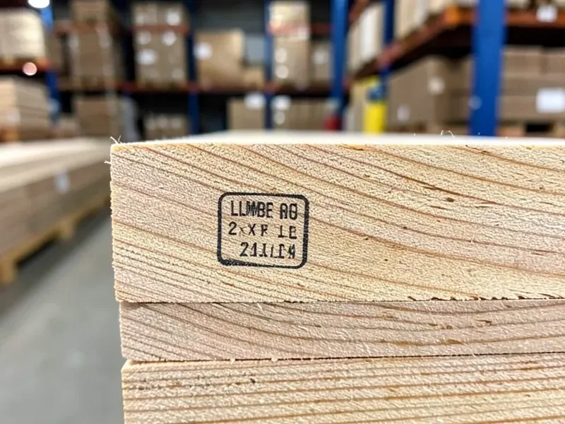 Close-up of a grade stamp on the end grain of a 2x4 board