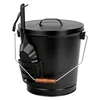 Galvanized metal ash bucket with lid and shovel