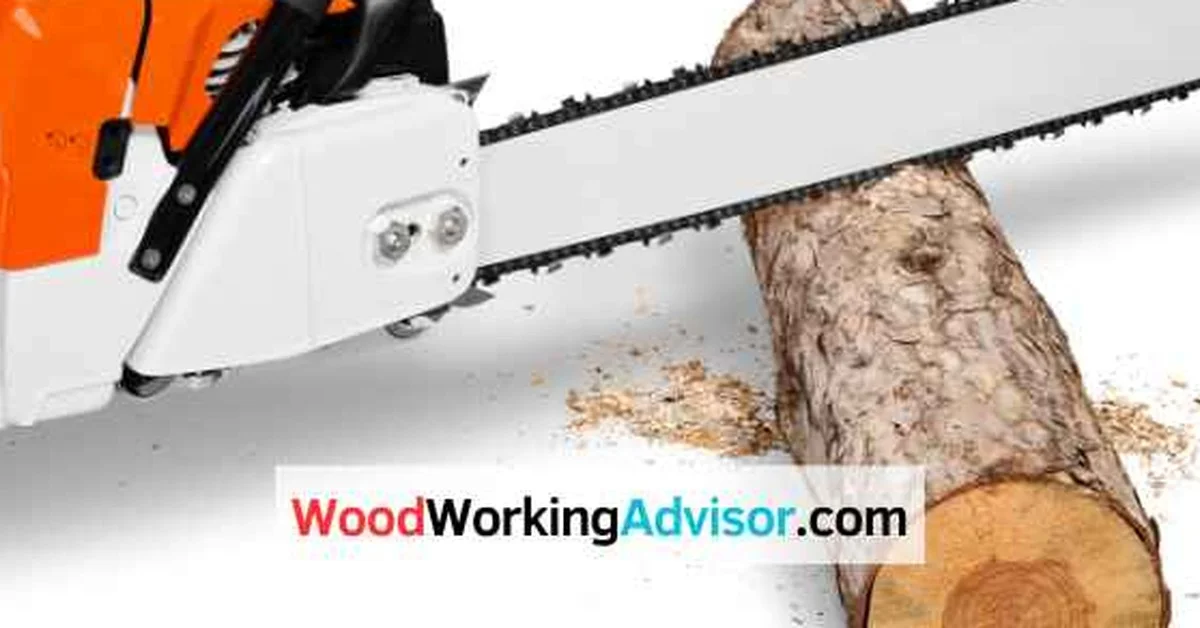 Chainsaw fitted with a larger guide bar cutting through a thick log