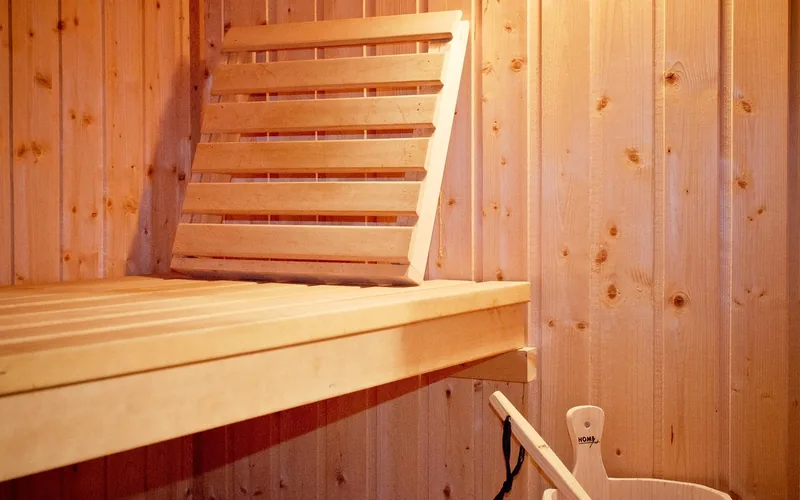 wooden sauna bench slats showing the heat-tolerant wood used in sauna interiors