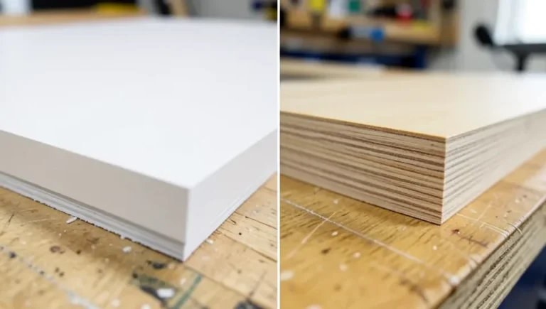 MDF project panel next to plywood showing surface difference