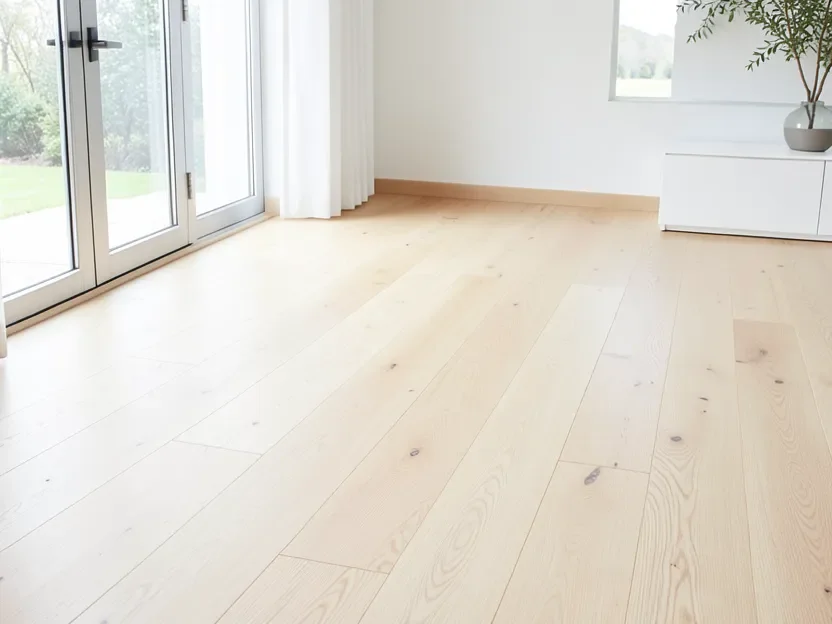 Mountain ash eucalyptus hardwood flooring in a modern interior room